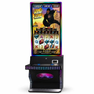 43-inch J-curved slot machine cabinet with diamond-style LED lighting