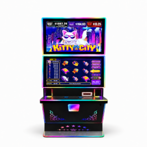 27-inch dual landscape screen slot machine cabinet with RGB lighting